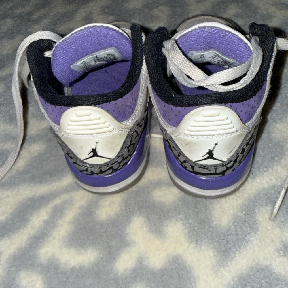 💜 Air Jordan GUC Toddlers Retro 3 Td 'Dark Iris' Sneakers💜 SIZE 6 - Picture 7 of 10